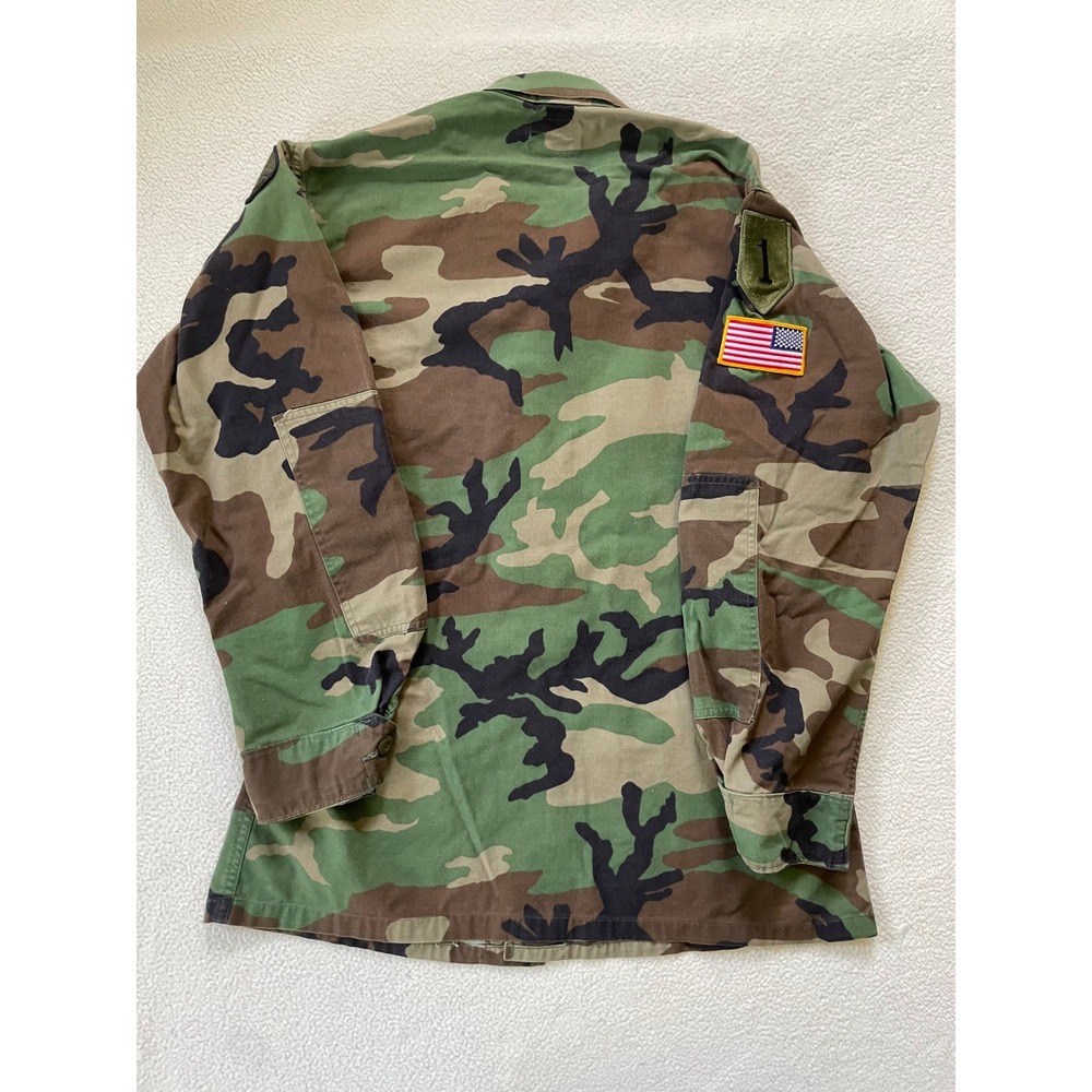 US Army Mens Medium Long BDU Jacket Camo Woodland 1st Infantry Division Patches - Picture 16 of 16